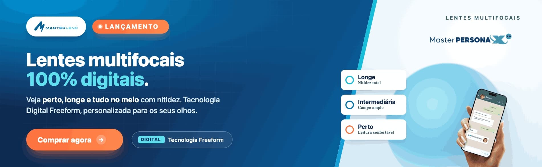 Lentes multifocais 100% digitais — tecnologia Digital Freeform, personalizada para os seus olhos.